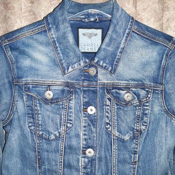 EUC Blue denim jacket size Large Carreli brand - Picture 2 of 4